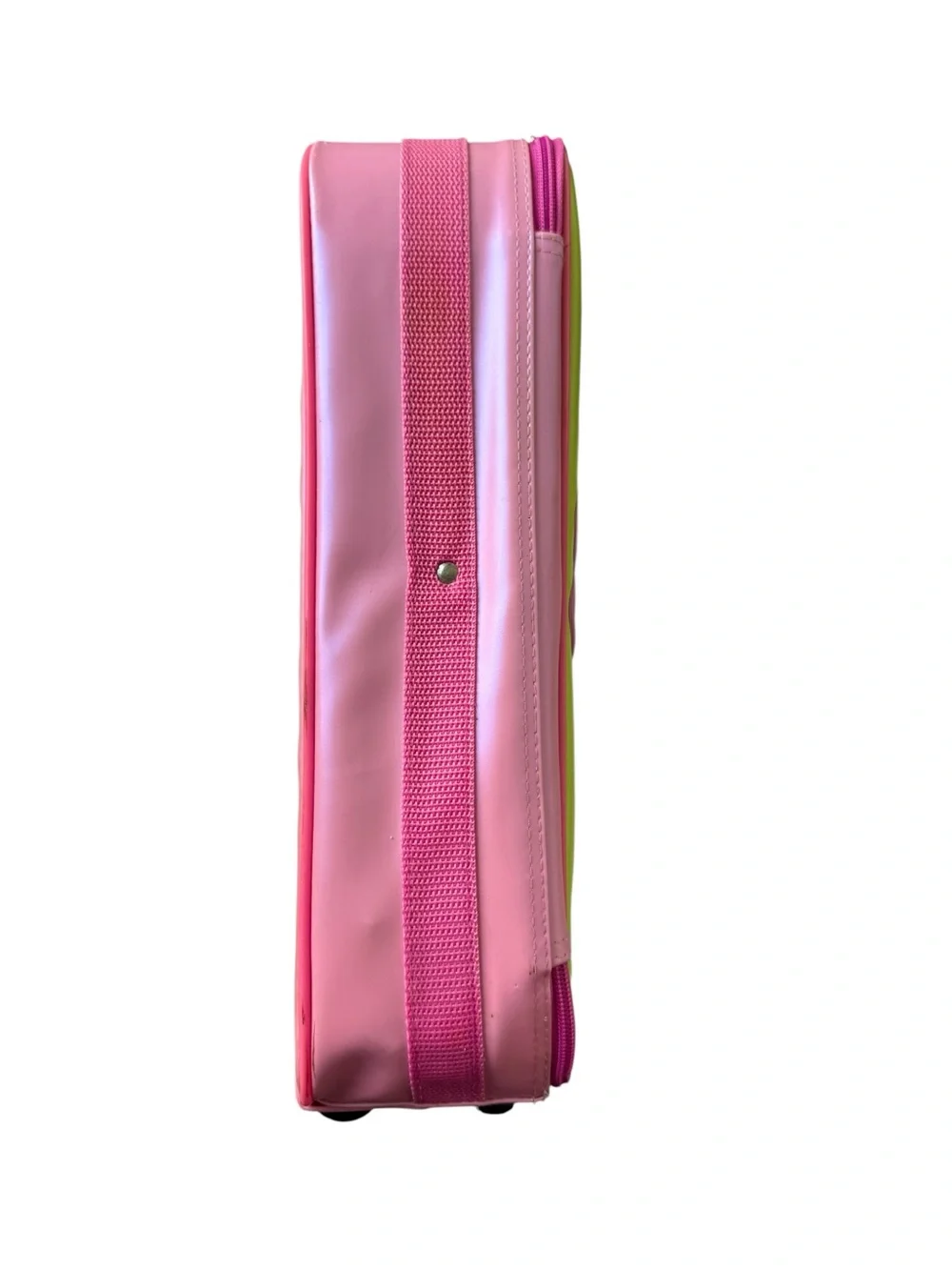 Vintage Y2K Kids Rolling Suitcase Pink Butterfly Flower PVC Carry On Travel Bag
